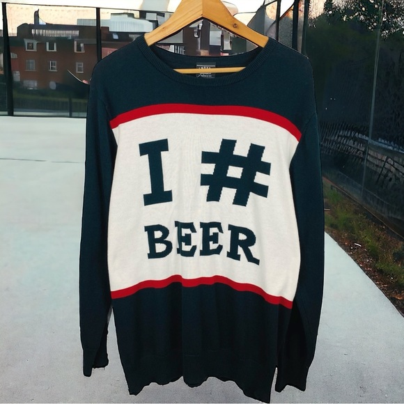 Empyre Surplus Co. Beer Collegiate Fraternity Crewneck Pullover Knit Sweater L - Picture 1 of 9